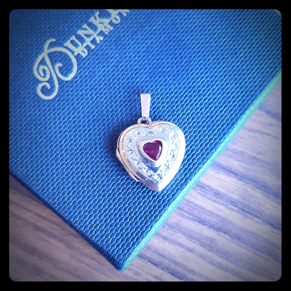 10k gold heart shaped locket ruby